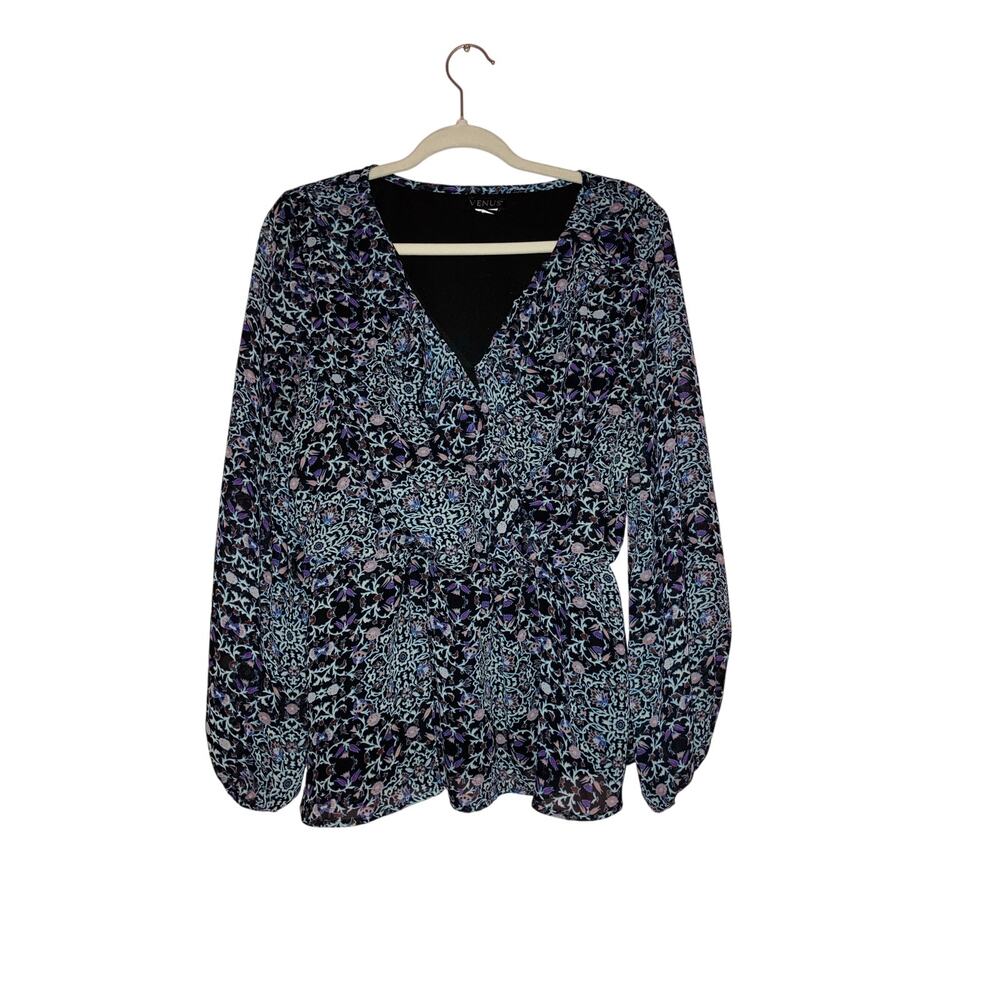 🚨 FINAL CHANCE SALE Venus abstract boho peplum blouse no size tag large
